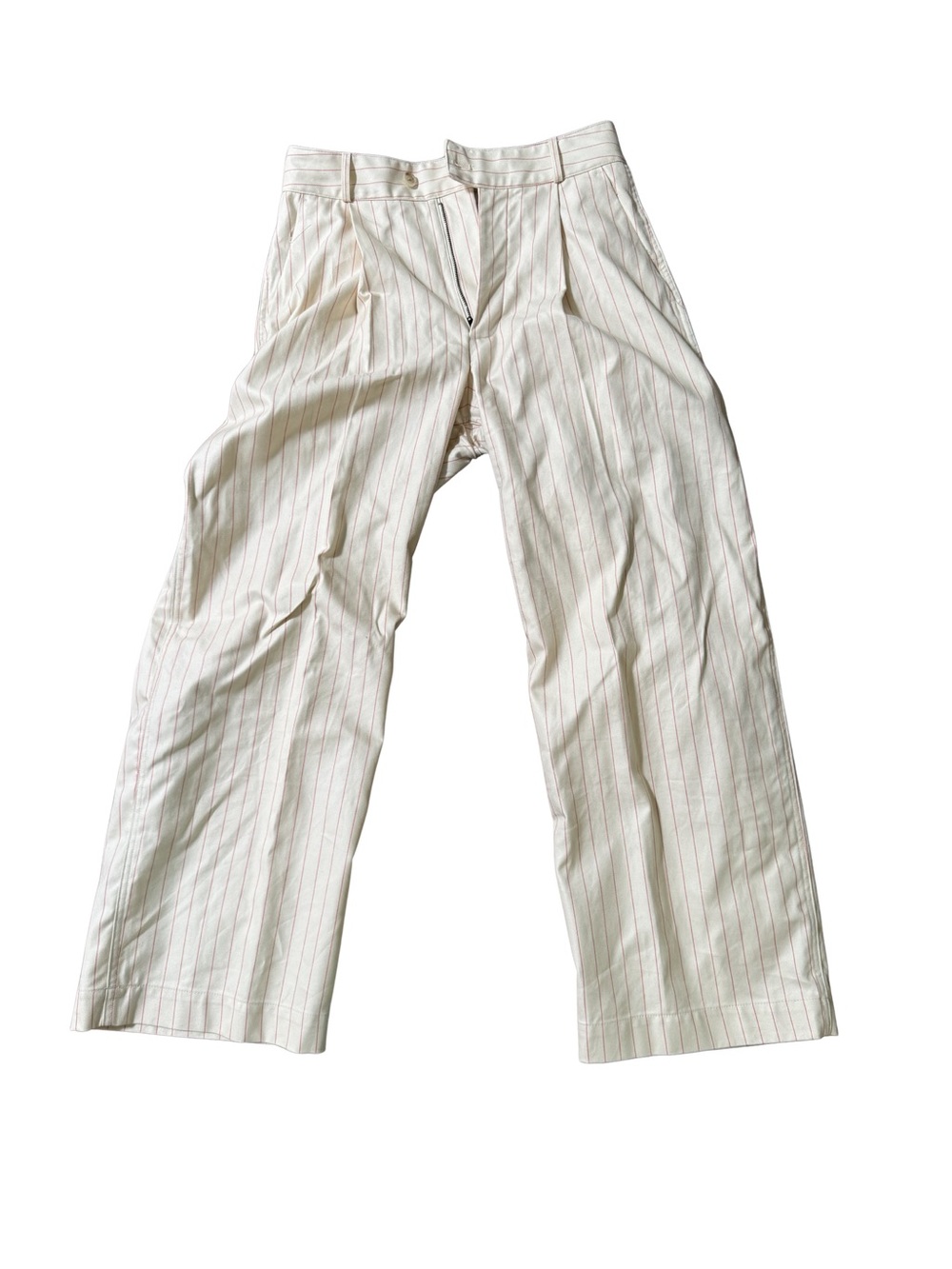 Banana Republic Preppy Workcore Summer Pink and Cream Pinstripe Wide-Leg Pants 8